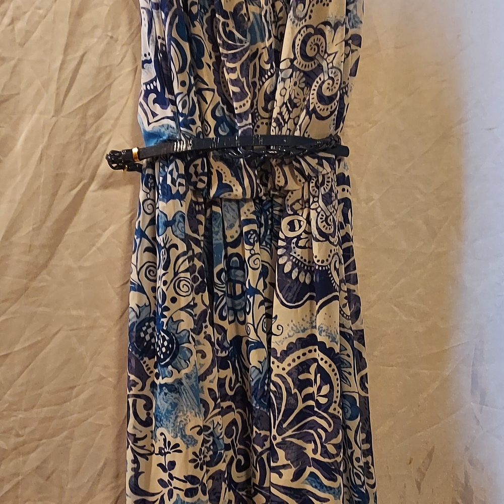 Blue and White Patterned Dress